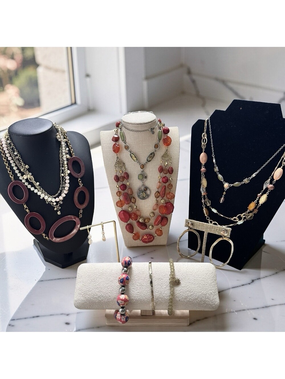 VTG To Now Fall Autumn Jewelry Lot LONG Necklaces 17 To 46” Bracelets Earrings